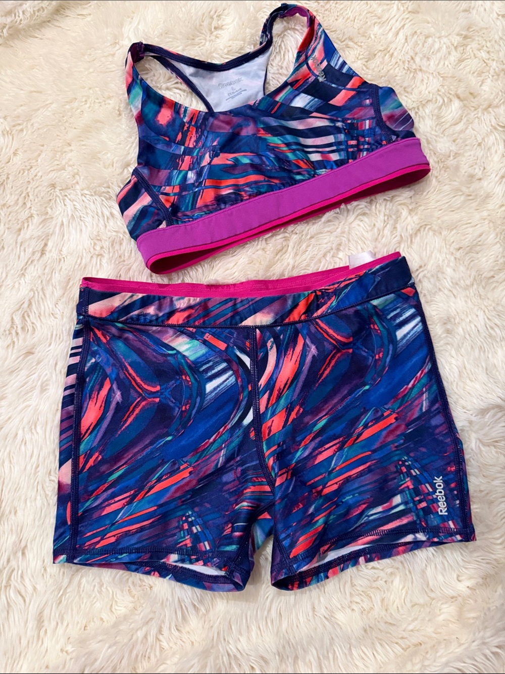 Reebok Girls' Vibrant Blue and Pink Rashguard Set